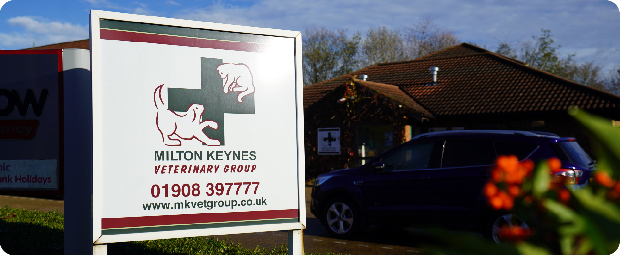 Close up of Milton Keynes Vets branch signage