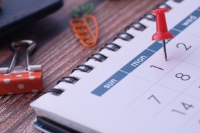 Calendar with pin in and stationery clips